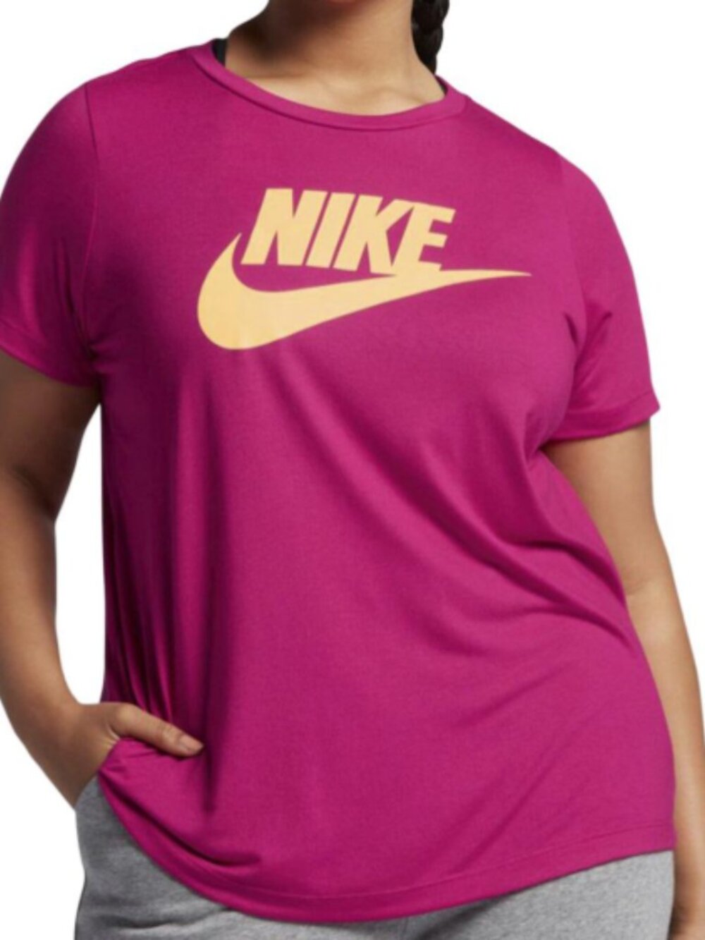 Nike Women's Essential T-Shirt Pink/Melon Plus Size 3X Short Sleeve Crew Neck